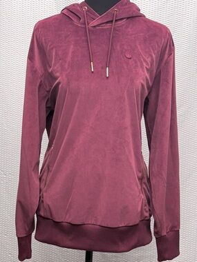 Adidas Originals Adicolor Velour Hoodie Burgundy Gold Zip Y2K Trefoil Women’s S